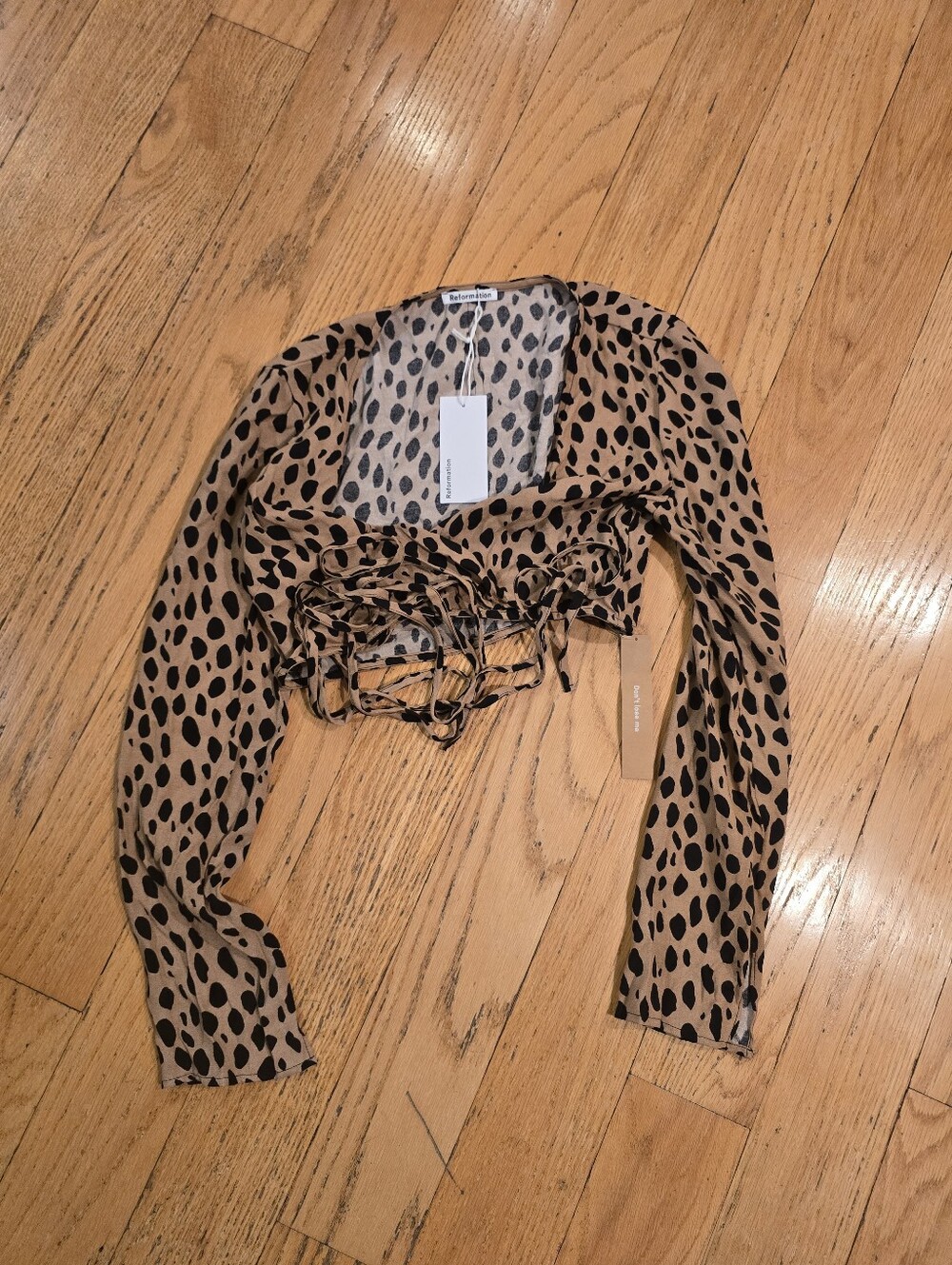 Reformation Ginger Cheetah Leopard Print Tie Top  4 NWT